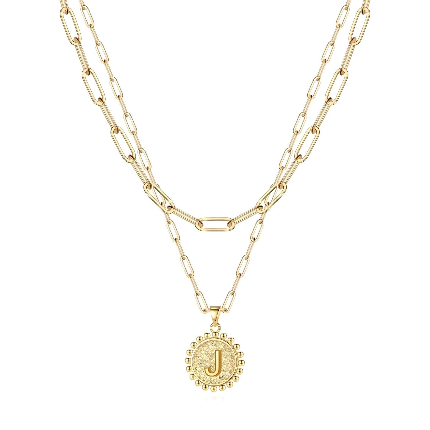 18K gold plated Stainless steel Letter J necklace, Intensity