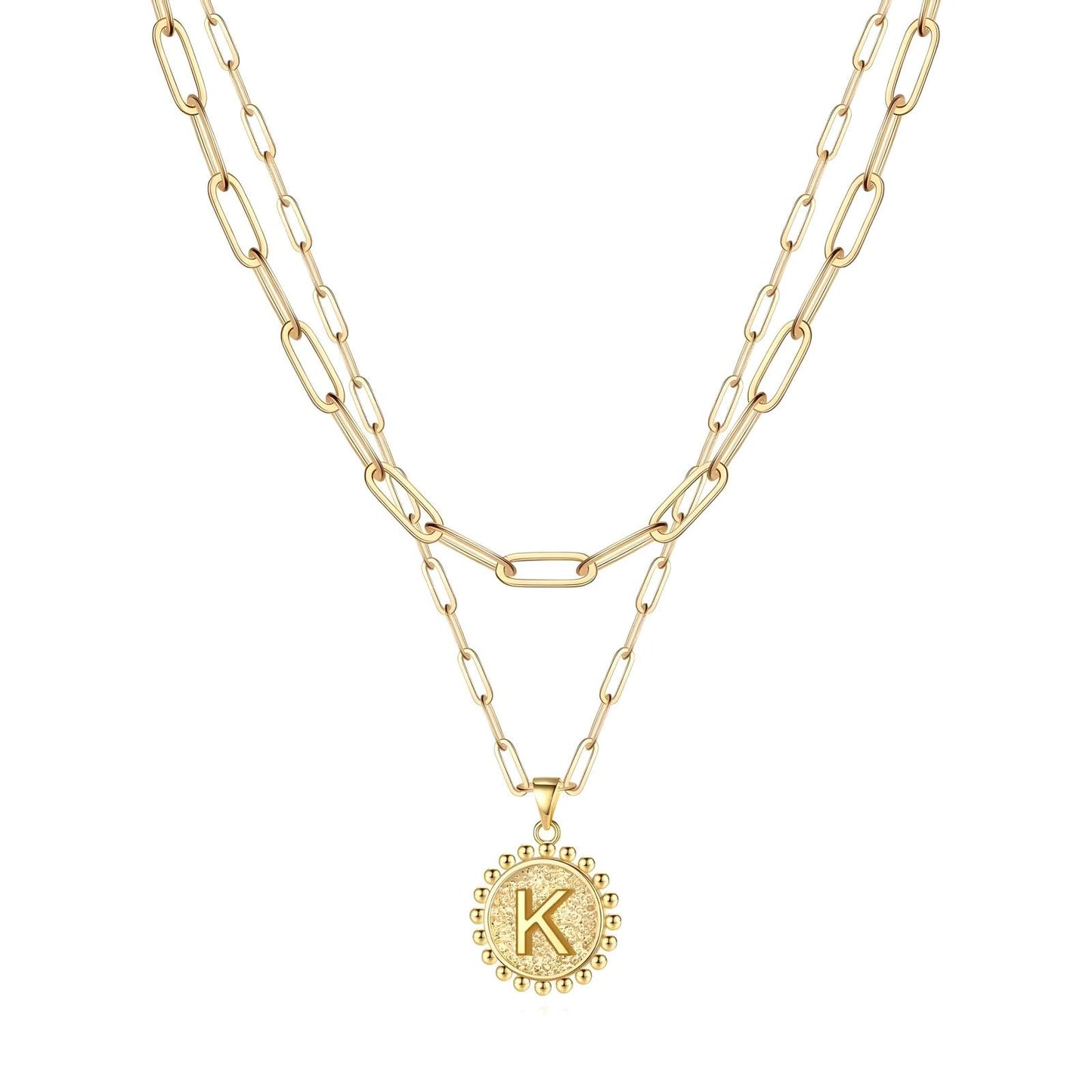 18K gold plated Stainless steel Letter K necklace, Intensity