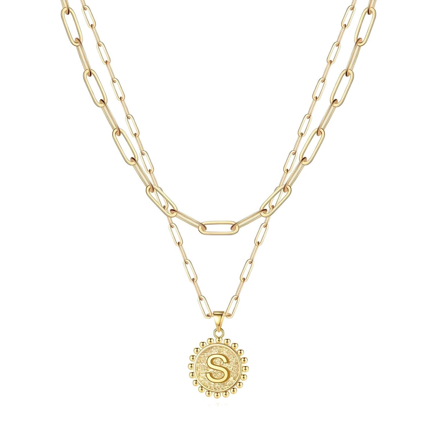 18K gold plated Stainless steel Letter S necklace, Intensity