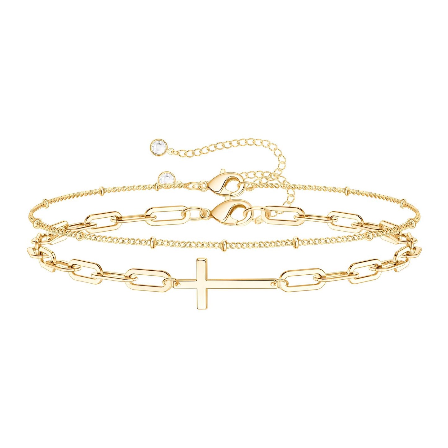 18K gold plated Stainless steel Crosses bracelet, Intensity