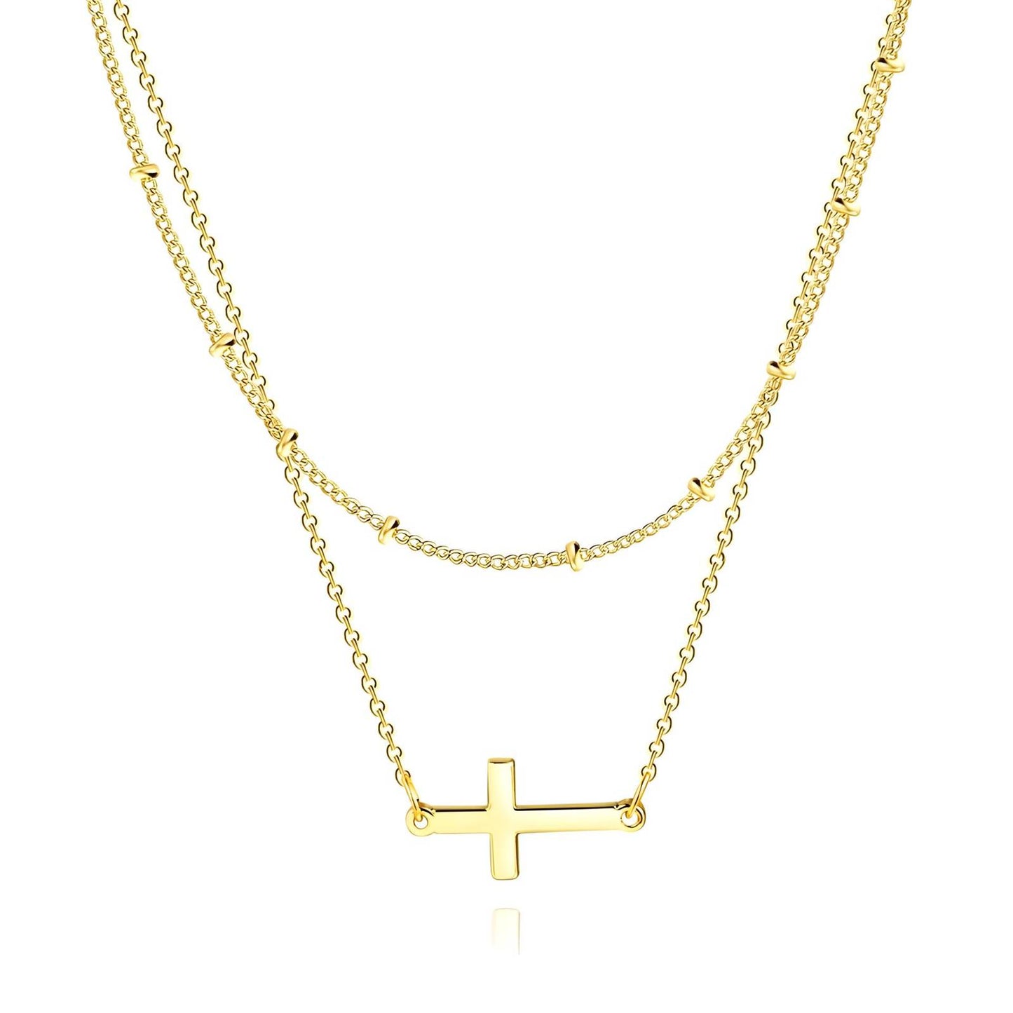 18K gold plated Stainless steel Crosses necklace, Intensity