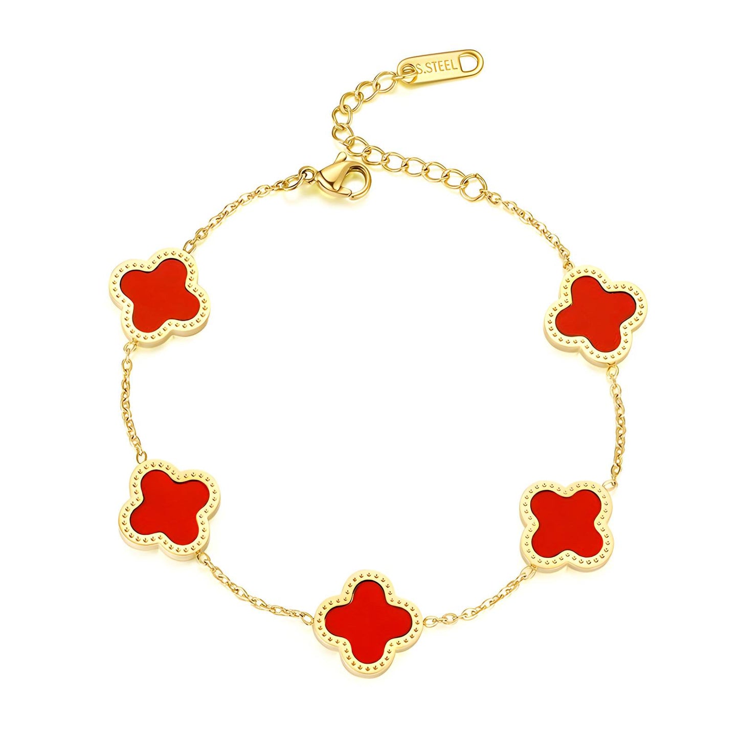 18K gold plated Stainless steel Four-leaf clover bracelet, Intensity