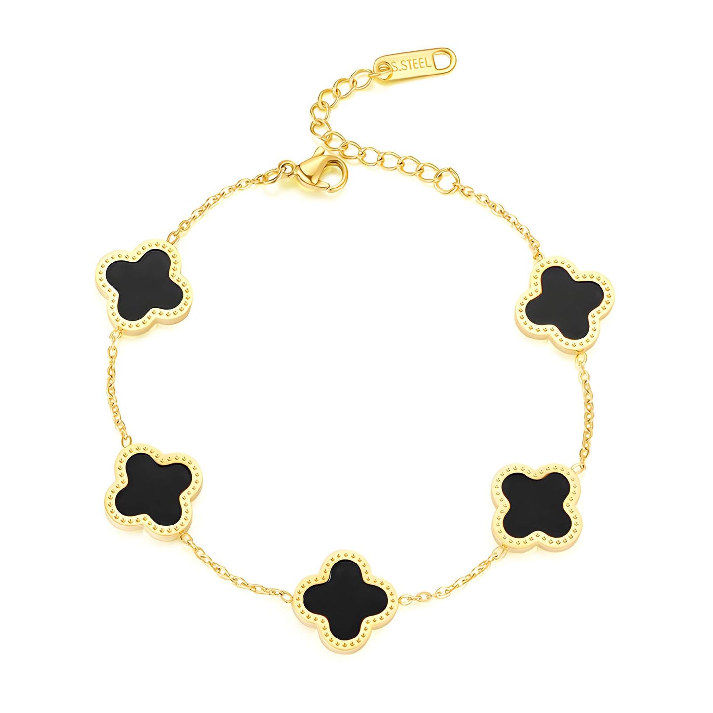 18K gold plated Stainless steel Four-leaf clover bracelet, Intensity