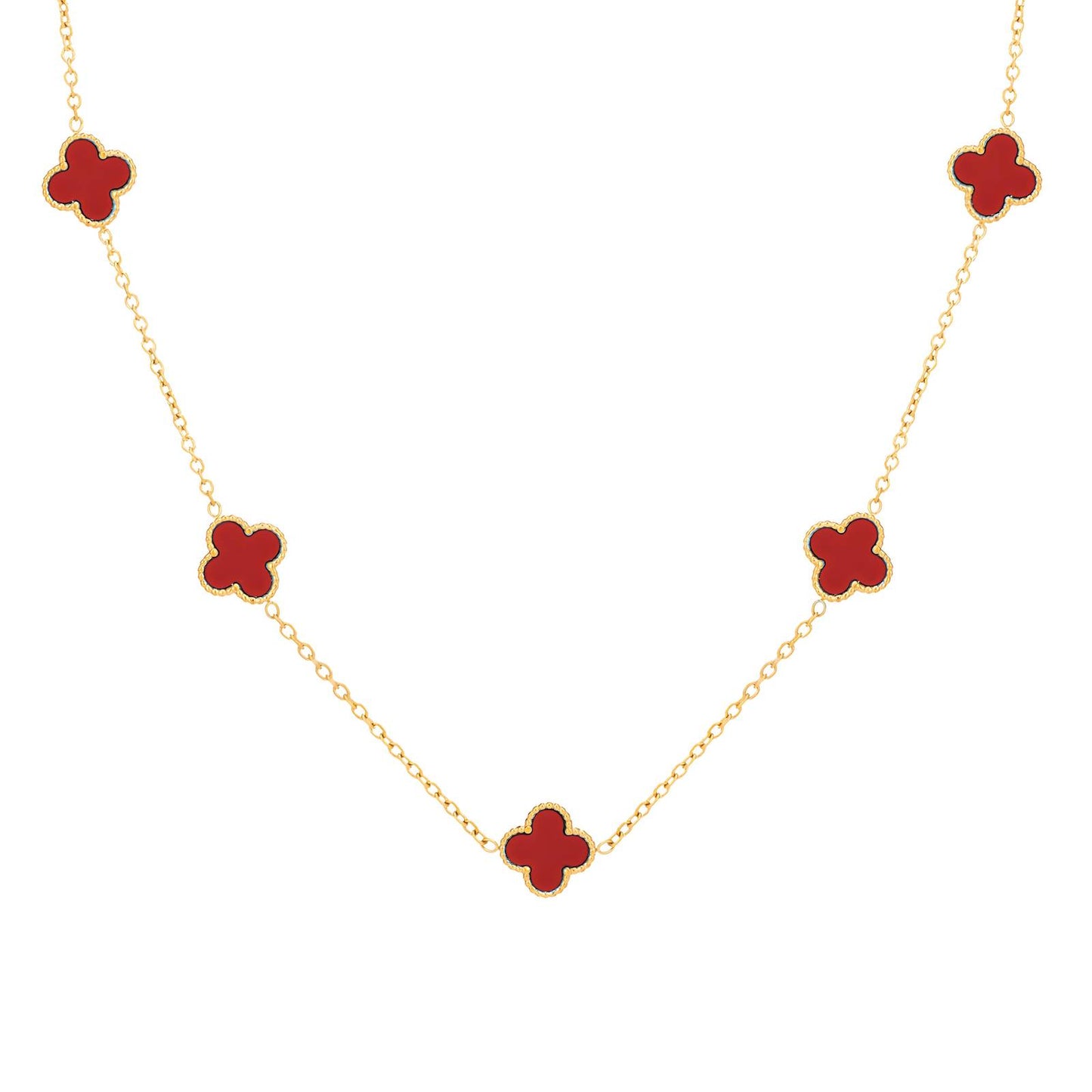 18K gold plated Stainless steel Four-leaf clover necklace, Intensity