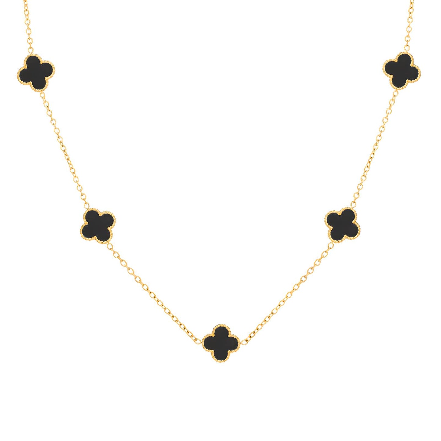18K gold plated Stainless steel Four-leaf clover necklace, Intensity