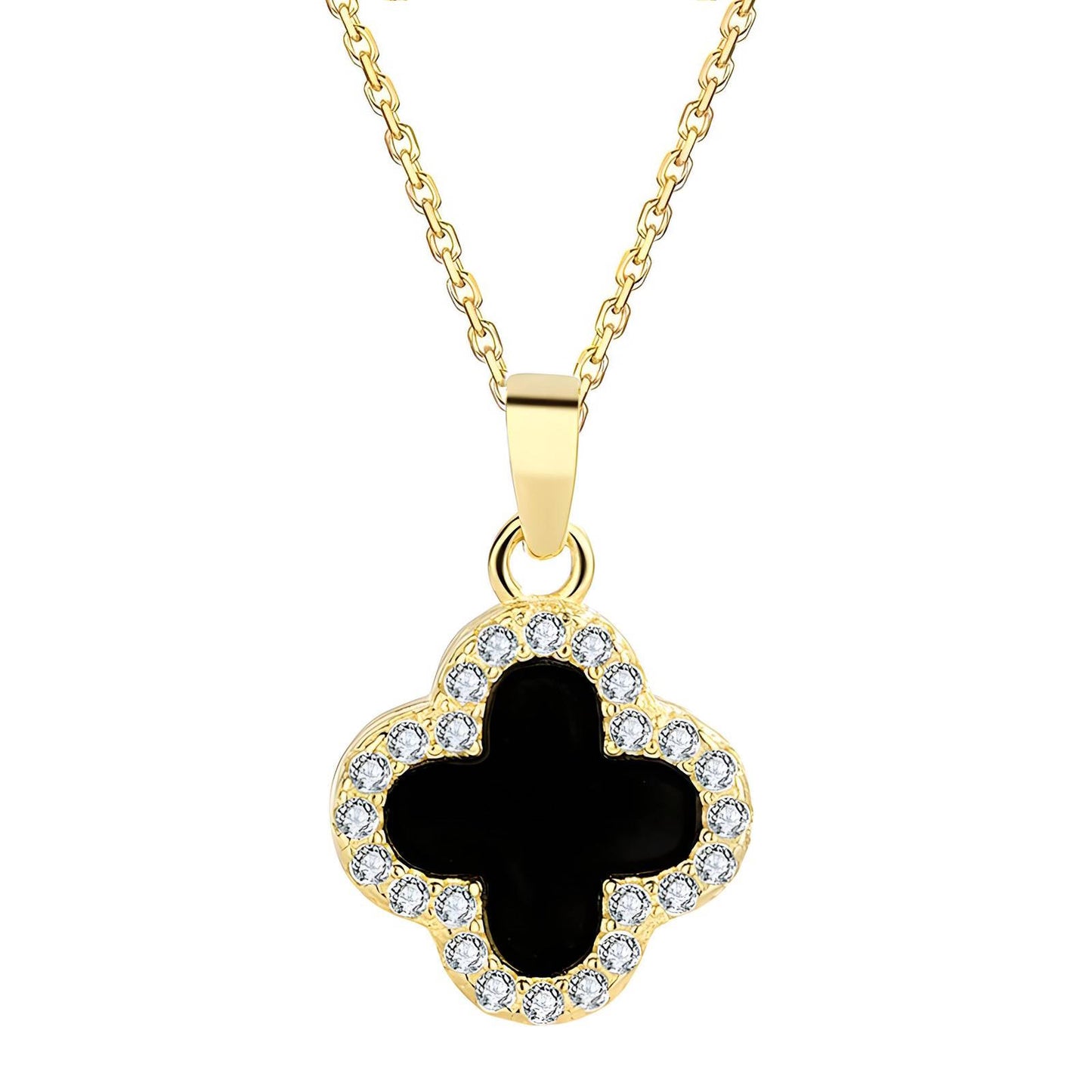 18K gold plated Stainless steel Four-leaf clover necklace, Intensity