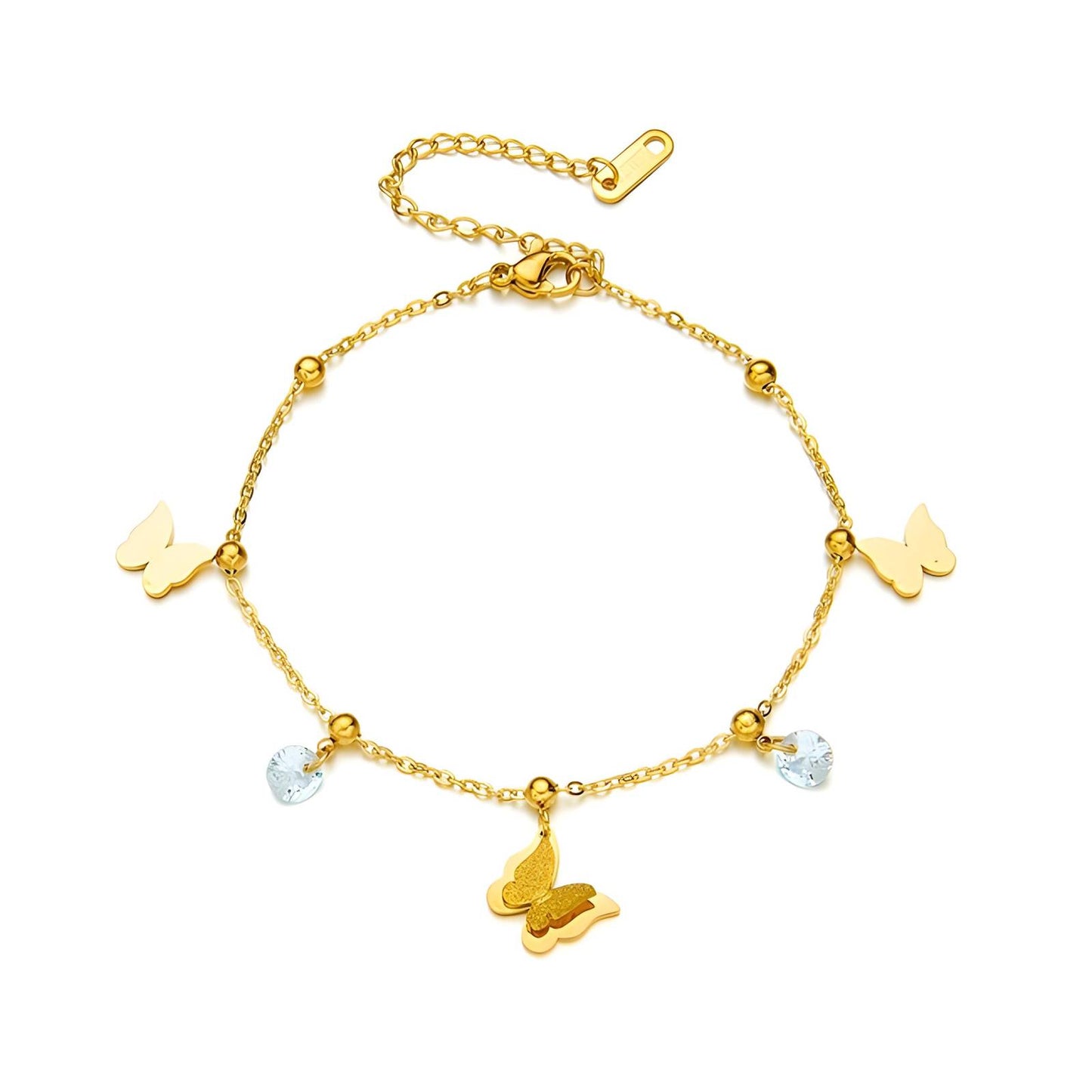 18K gold plated Stainless steel Butterfly anklet, Intensity