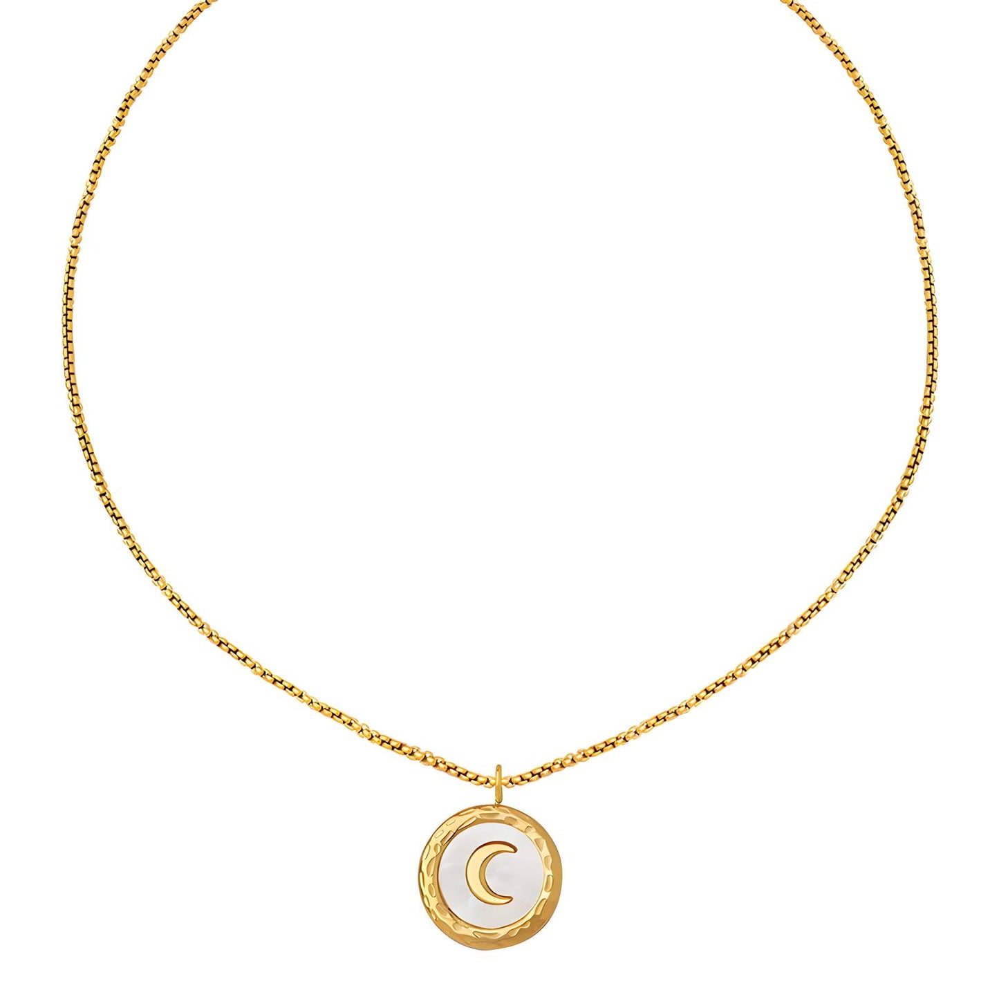 18K gold plated Stainless steel Crescent necklace, Intensity
