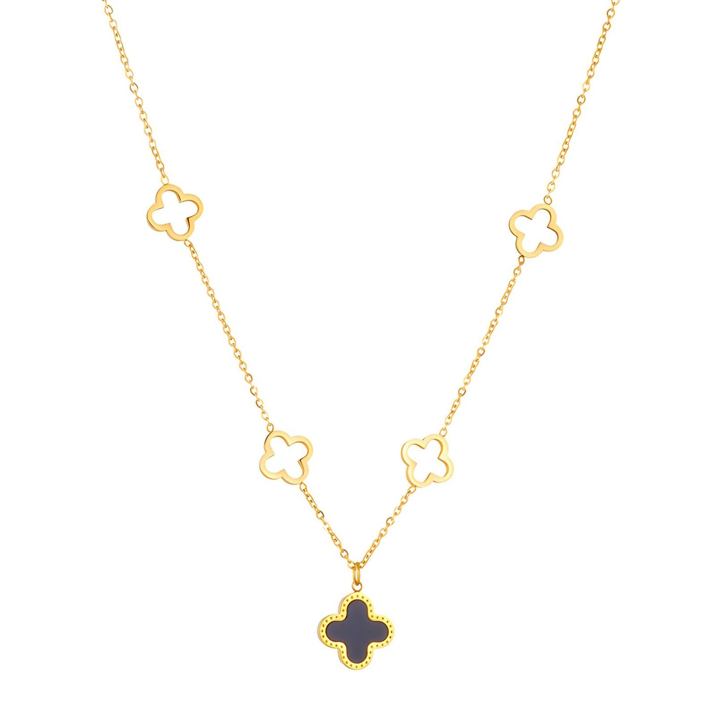 18K gold plated Stainless steel Four-leaf clover necklace, Intensity