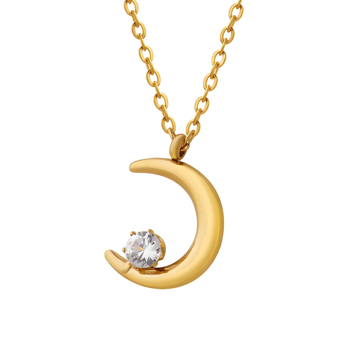 18K gold plated Stainless steel Crescent necklace, Intensity