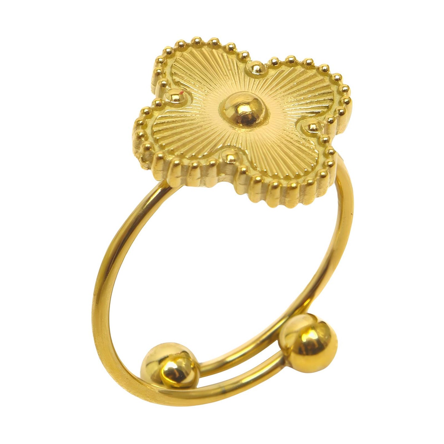 18K gold plated Stainless steel Four-leaf clover finger ring, Intensity