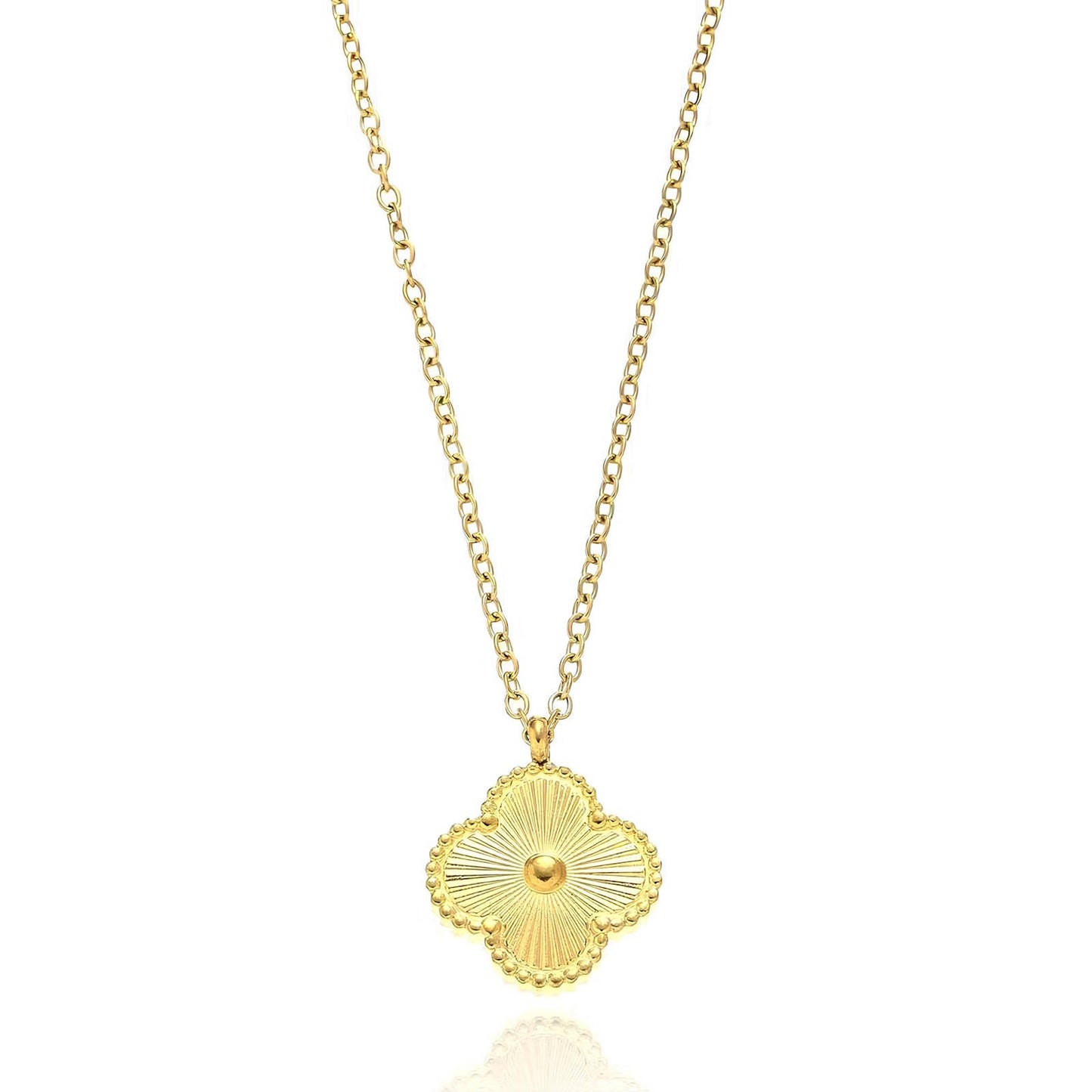 18K gold plated Stainless steel Four-leaf clover necklace, Intensity