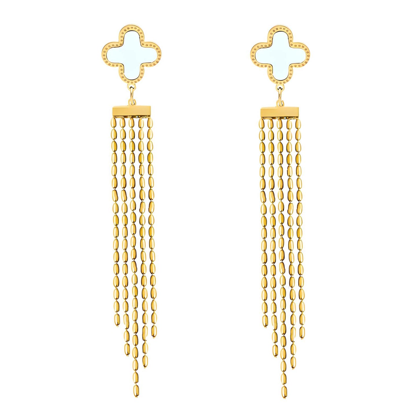 18K gold plated Stainless steel Four-leaf clover earrings, Intensity