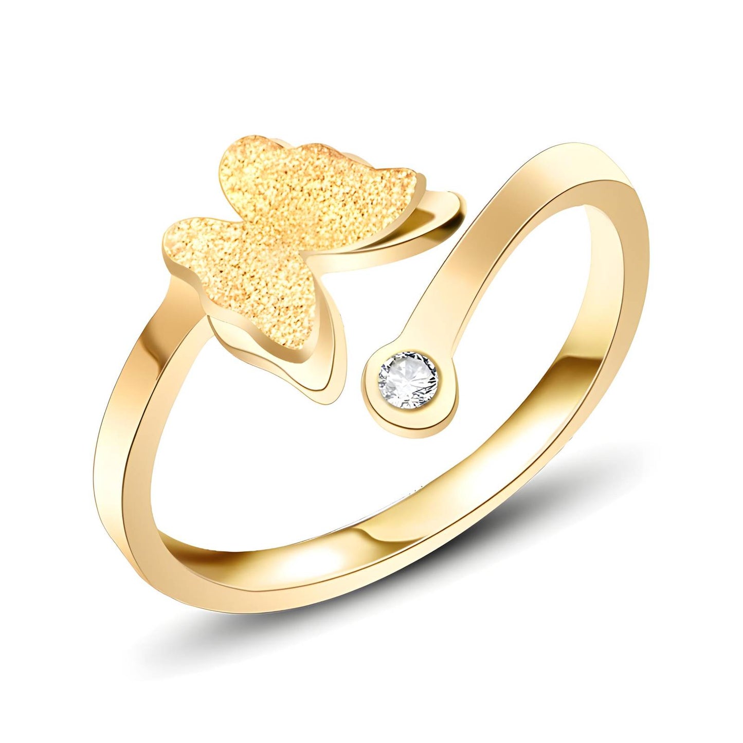 18K gold plated Stainless steel Butterfly finger ring, Intensity
