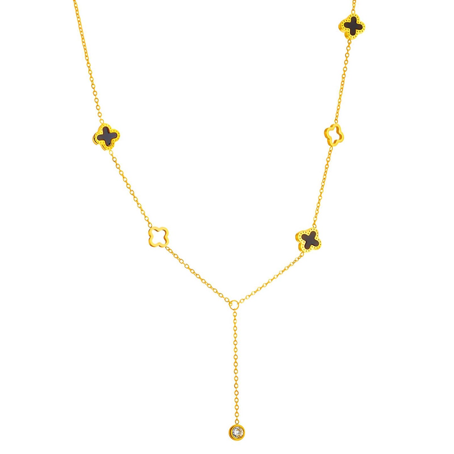 18K gold plated Stainless steel Four-leaf clover necklace, Intensity
