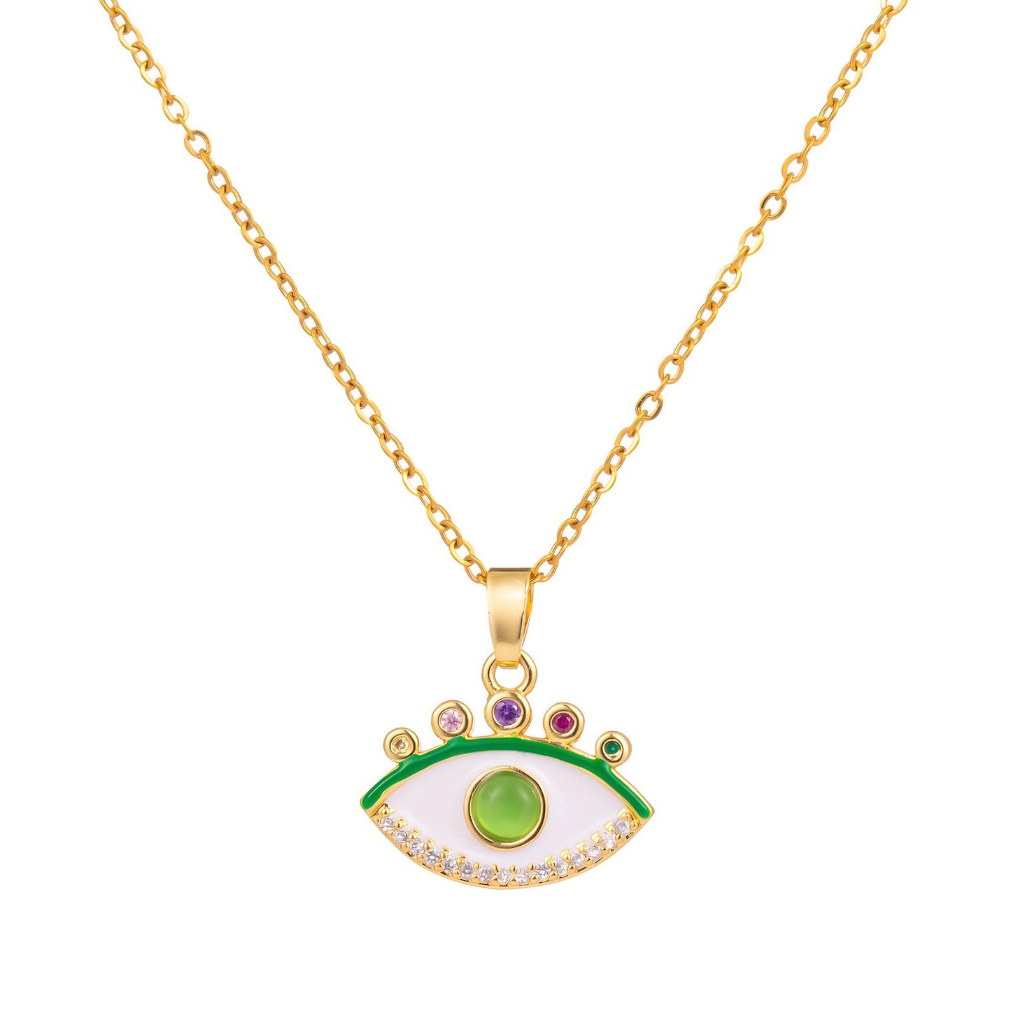 18K gold plated Stainless steel Evil Eye necklace, Intensity