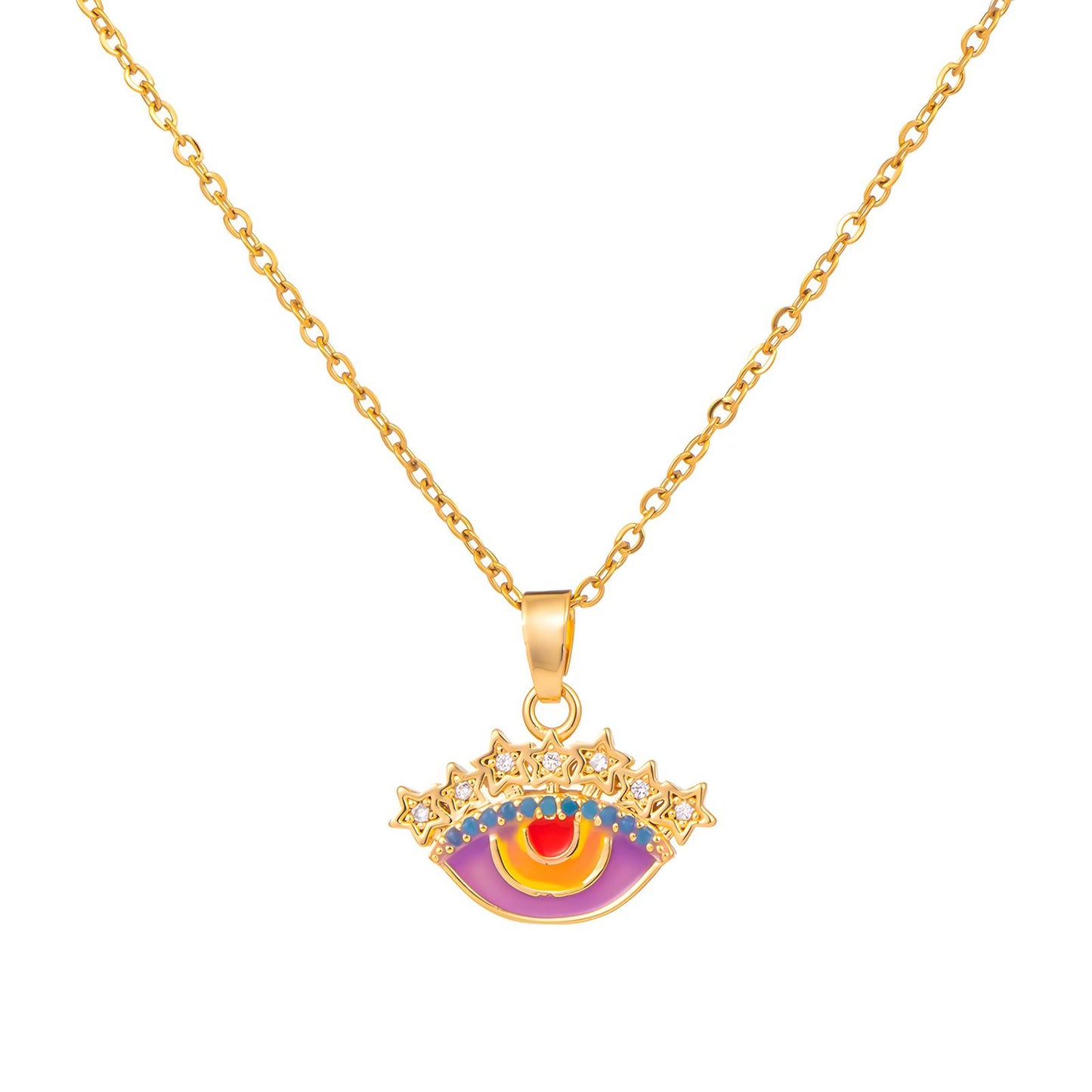 18K gold plated Stainless steel Evil Eye necklace, Intensity