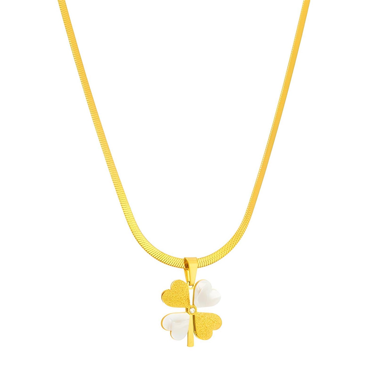 18K gold plated Stainless steel Four-leaf clover necklace, Intensity