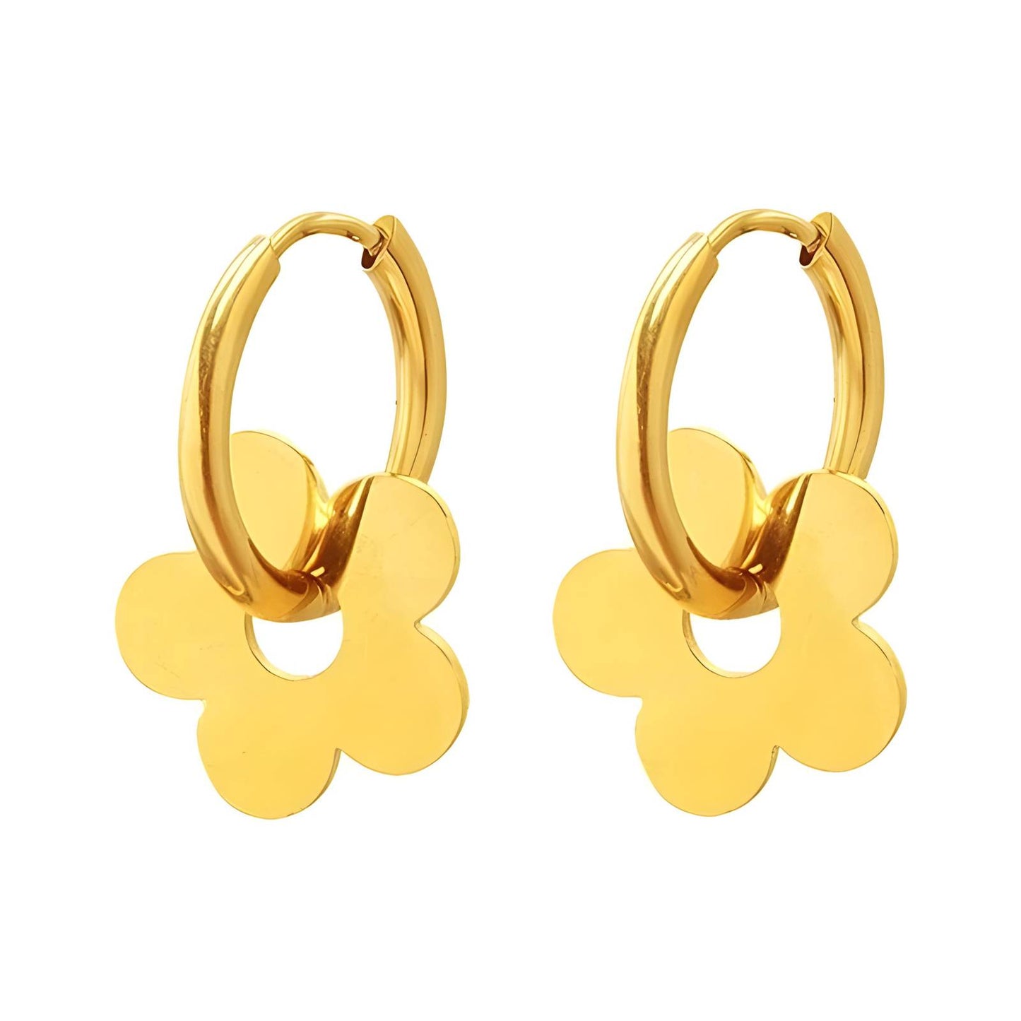 18K gold plated Stainless steel Flowers earrings, Intensity