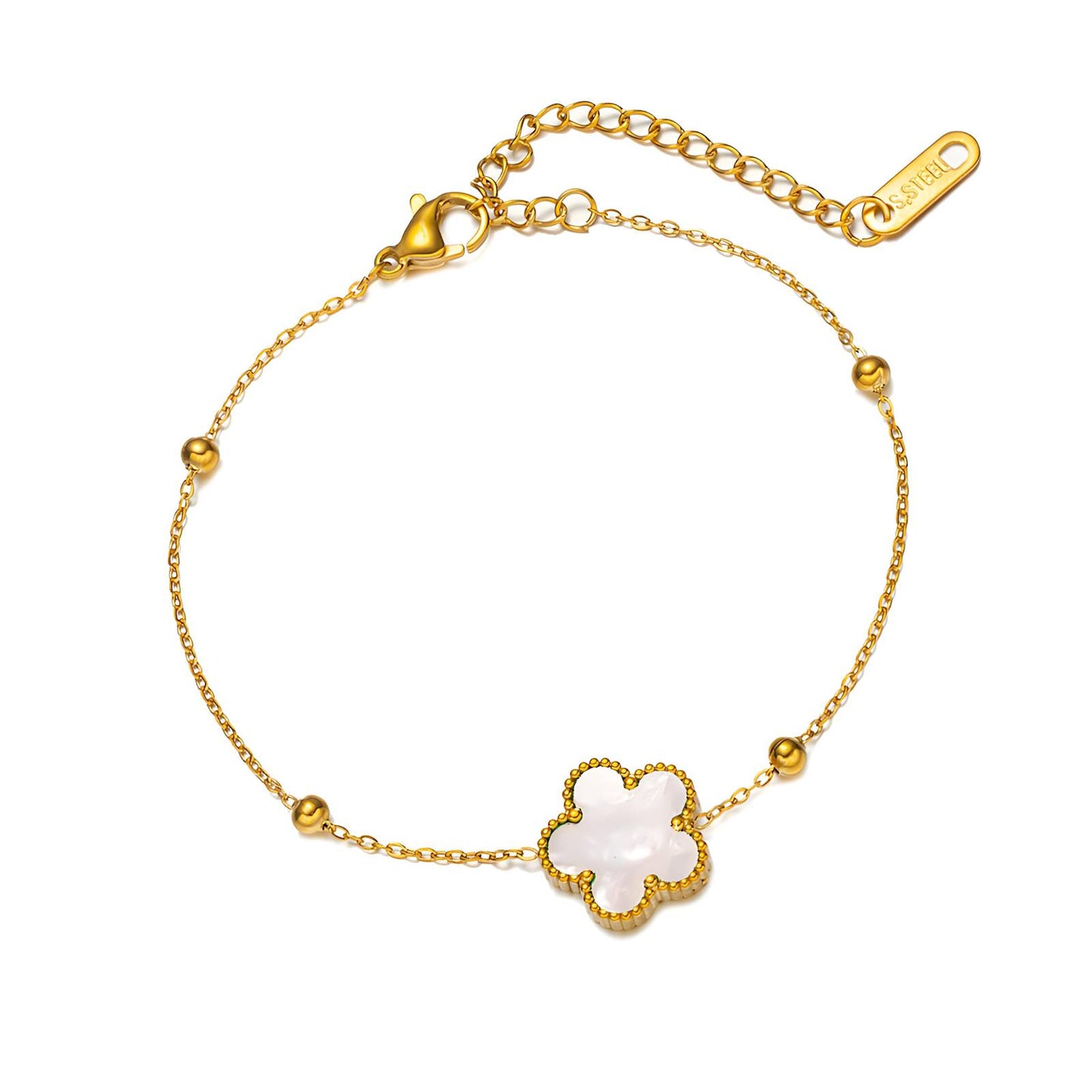 18K gold plated Stainless steel Flowers bracelet, Intensity