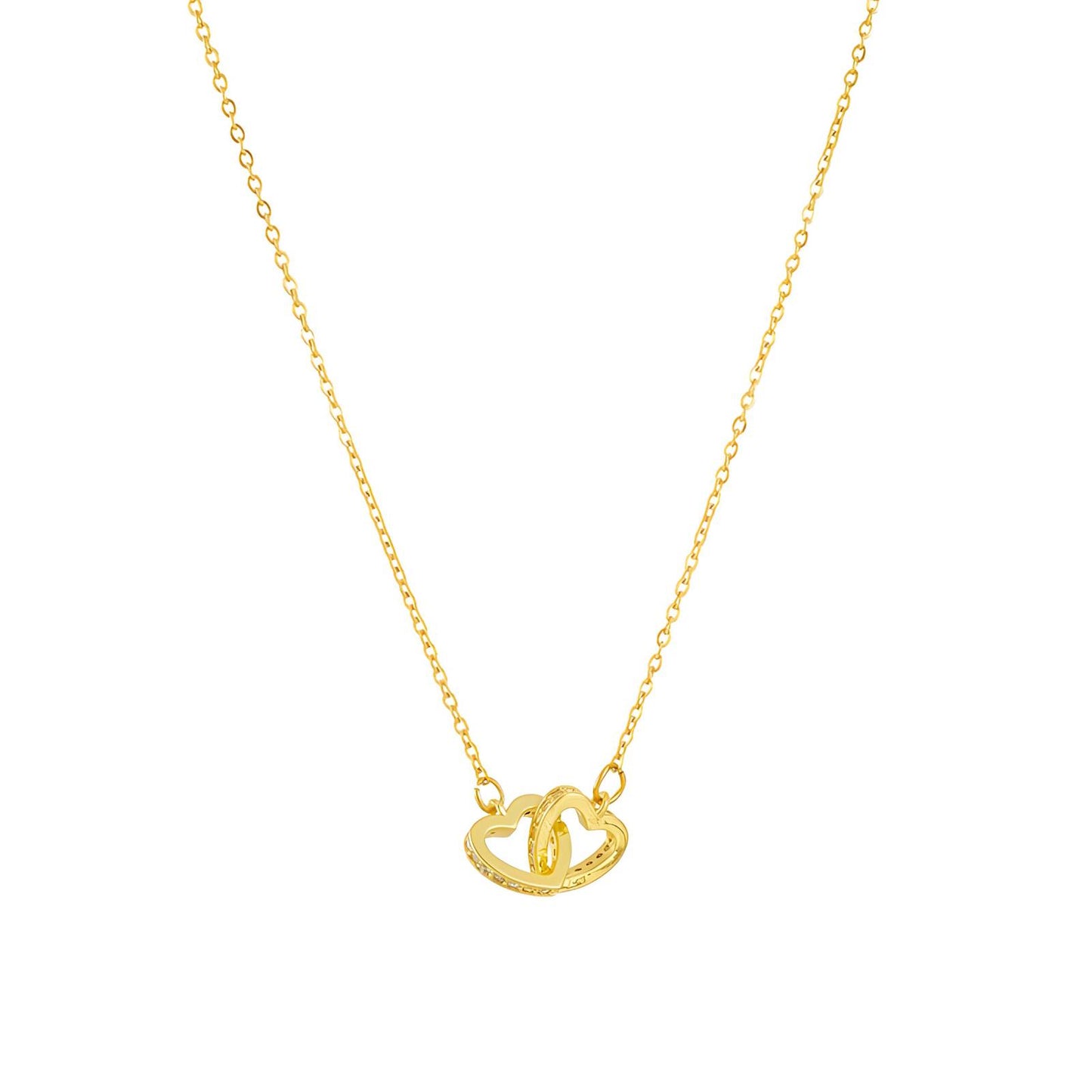 18K gold plated Stainless steel Hearts necklace, Intensity