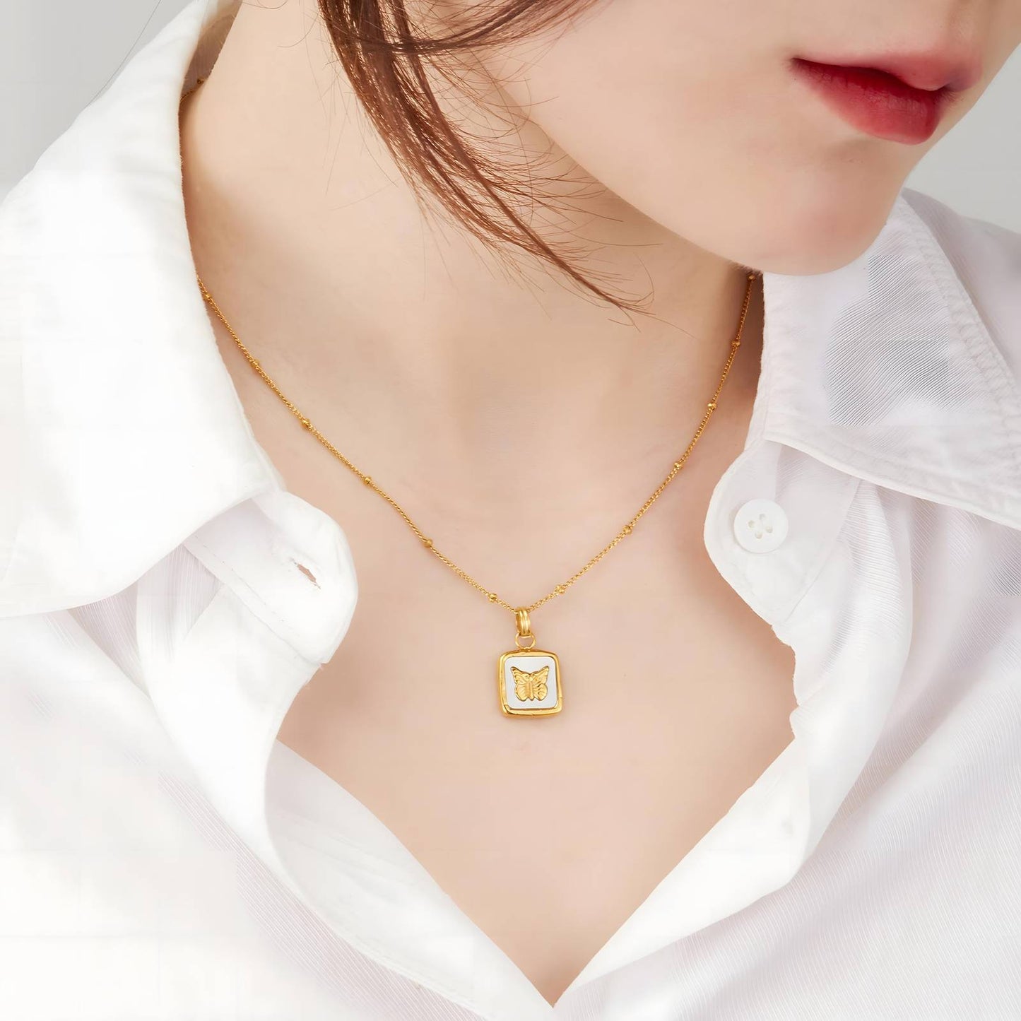 18K gold plated Stainless steel Butterfly necklace, Intensity