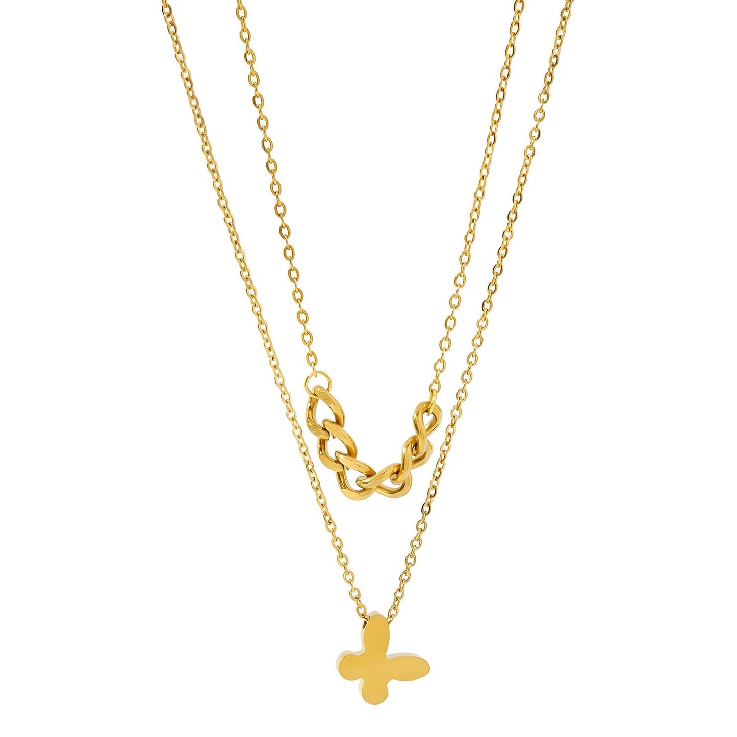 18K gold plated Stainless steel Butterflies necklace, Intensity