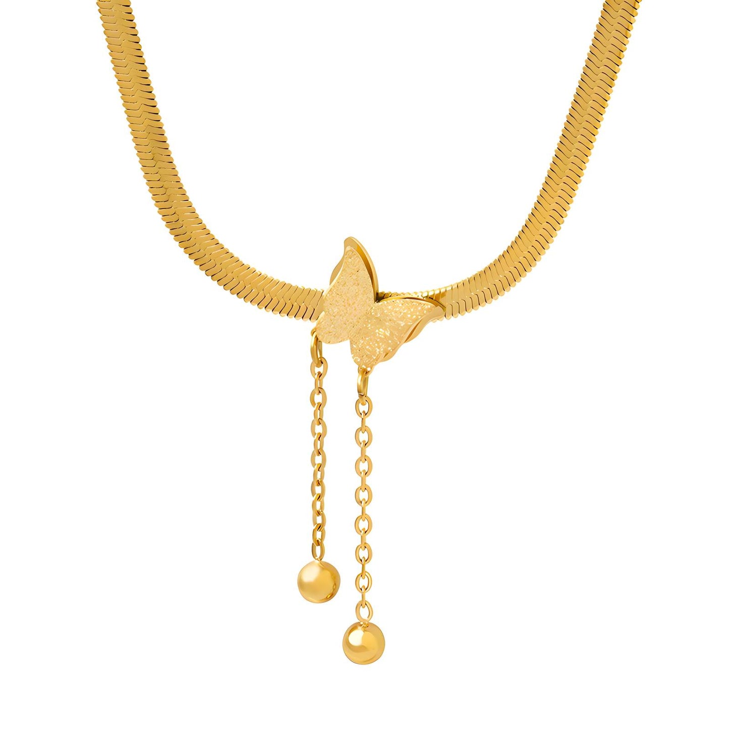 18K gold plated Stainless steel Butterfly necklace, Intensity