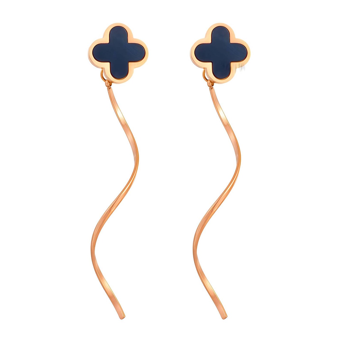 18K gold plated Stainless steel Four-leaf clover earrings, Intensity