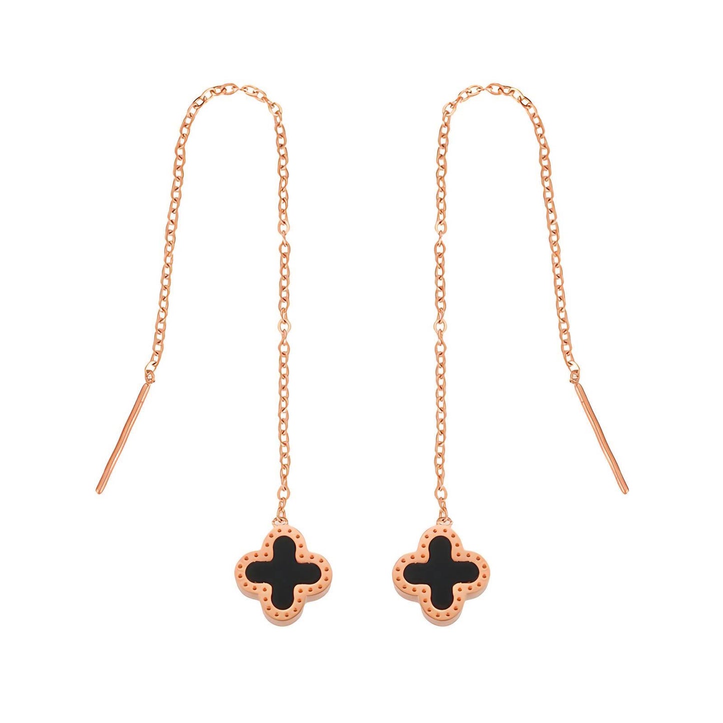 18K gold plated Stainless steel Four-leaf clover earrings, Intensity