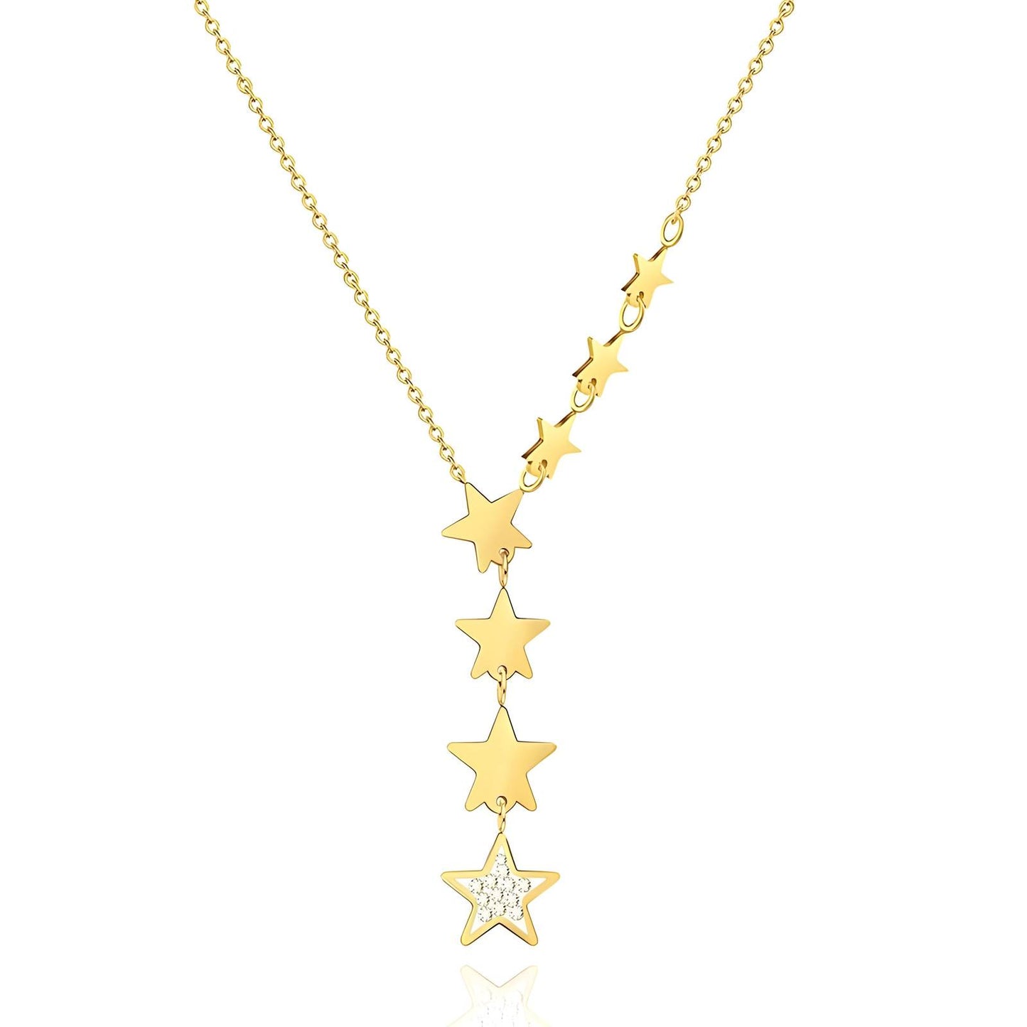 18K gold plated Stainless steel Stars necklace, Intensity