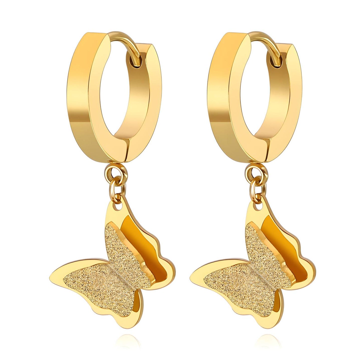18K gold plated Stainless steel Butterflies earrings, Intensity