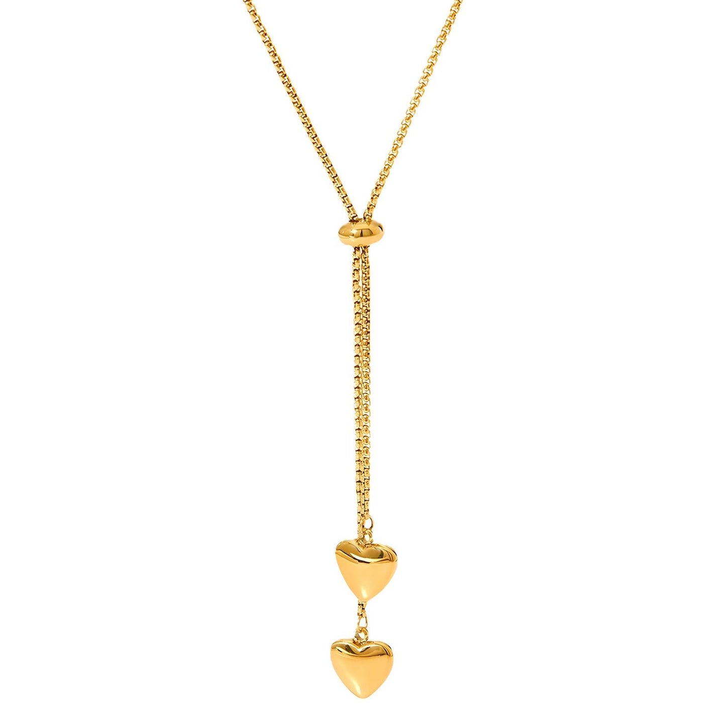 18K gold plated Stainless steel Hearts necklace, Intensity