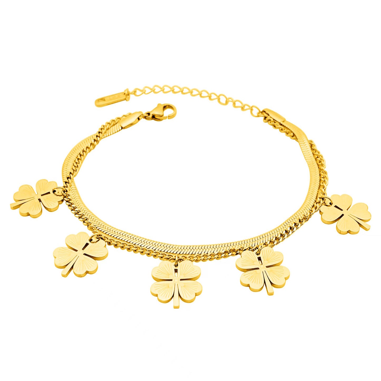 18K gold plated Stainless steel Four-leaf clover bracelet, Intensity
