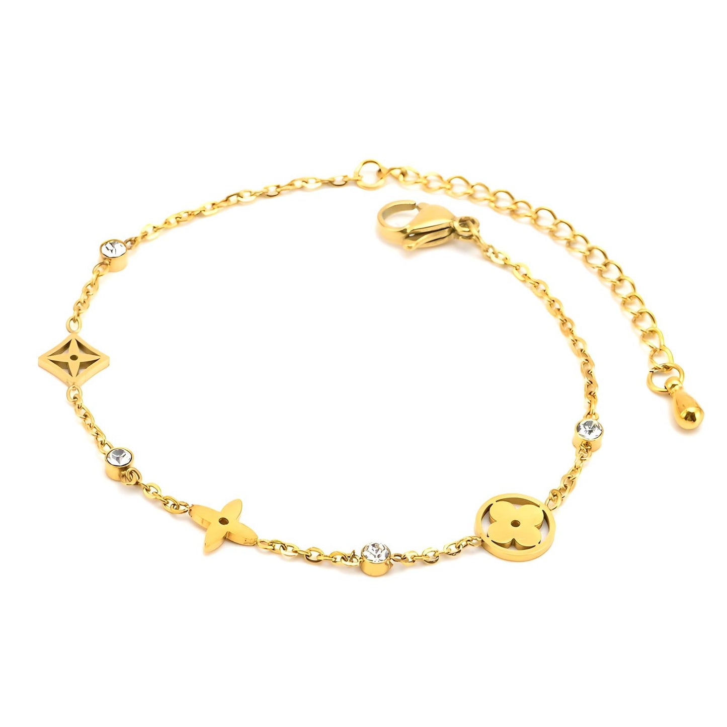 18K gold plated Stainless steel Four-leaf clover bracelet, Intensity