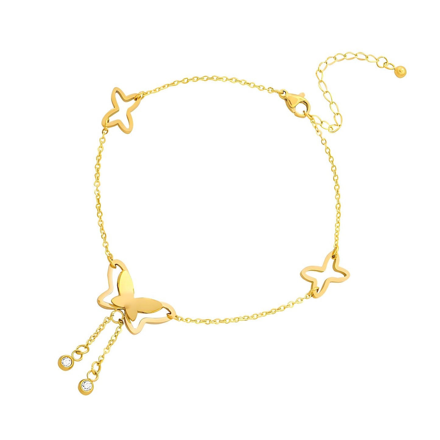 18K gold plated Stainless steel Butterfly anklet, Intensity