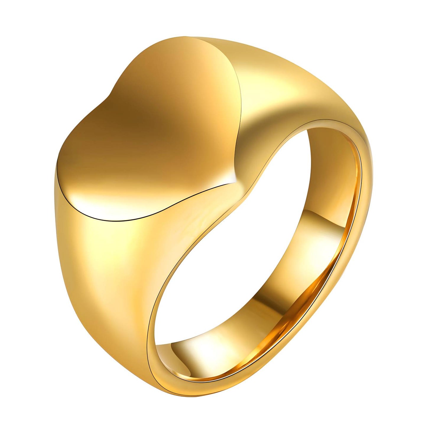 18K gold plated Stainless steel Heart finger ring, Intensity