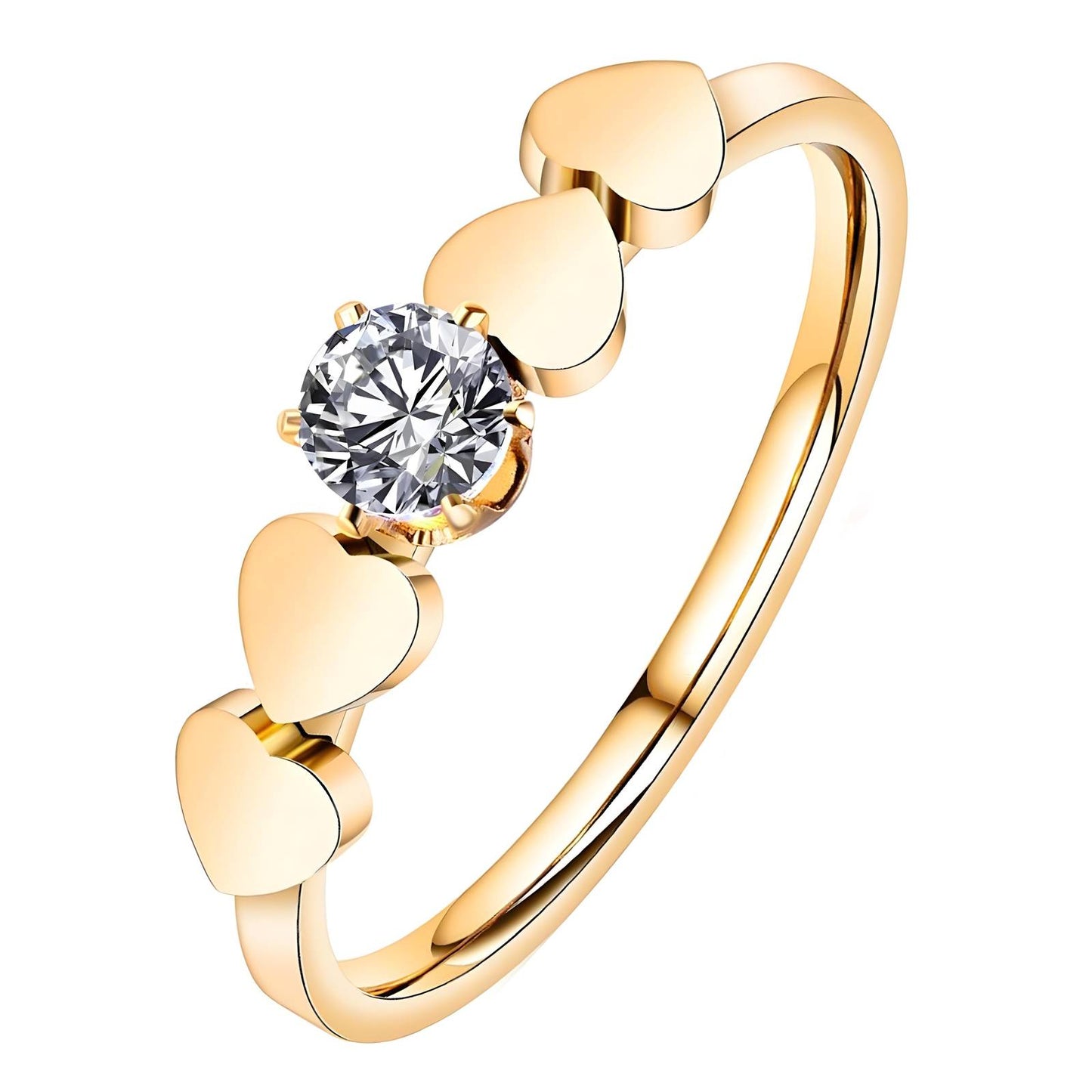 18K gold plated Stainless steel Hearts finger ring, Intensity