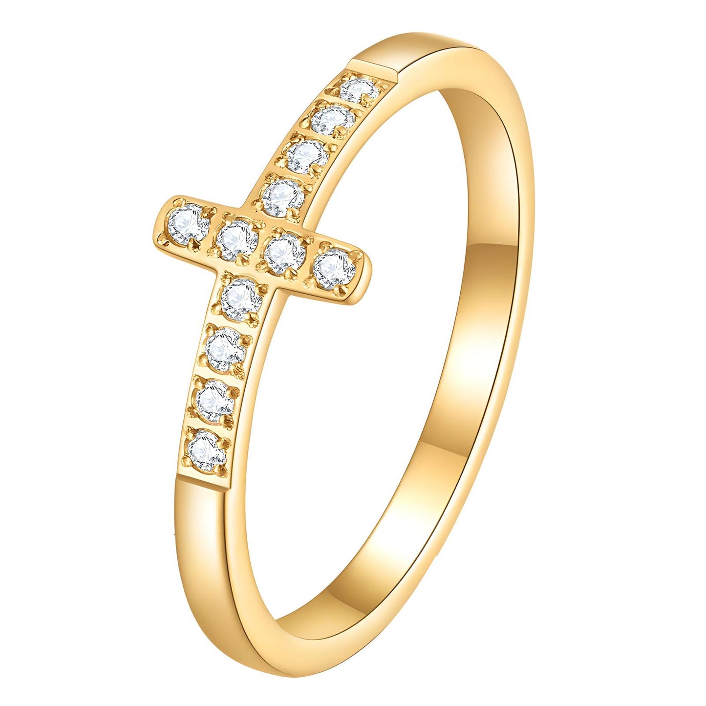 18K gold plated Stainless steel Crosses finger ring, Intensity