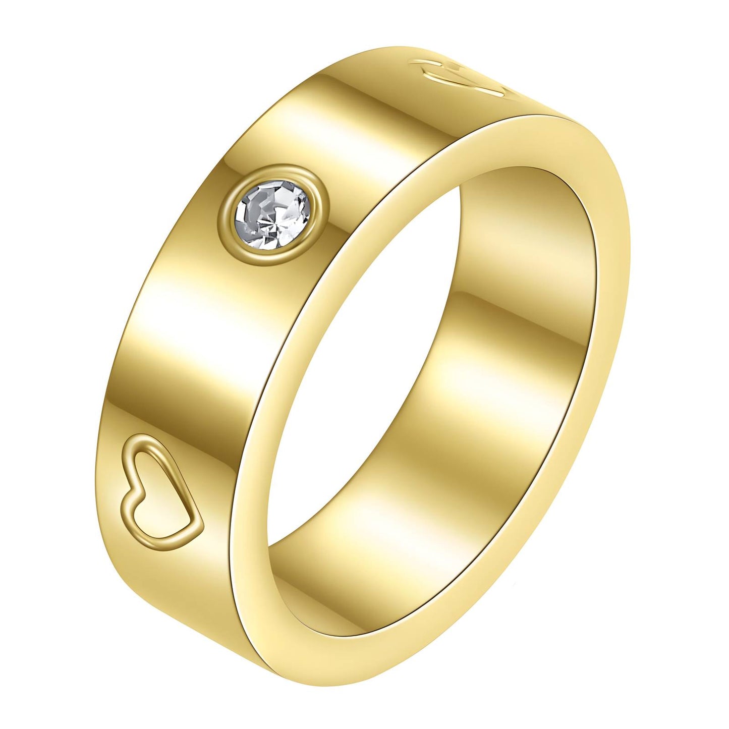 18K gold plated Stainless steel Hearts finger ring, Intensity