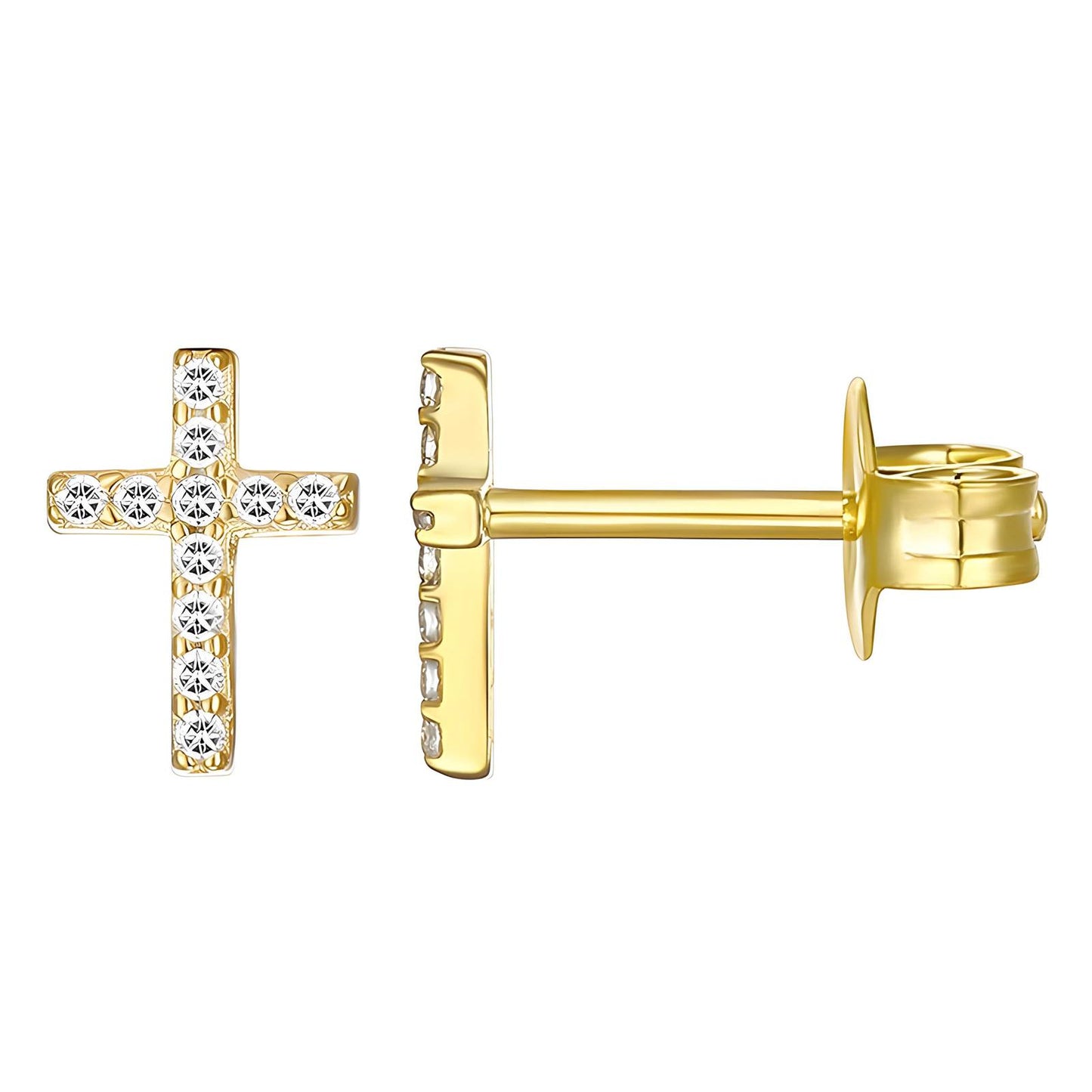 18K gold plated Stainless steel Crosses earrings, Intensity