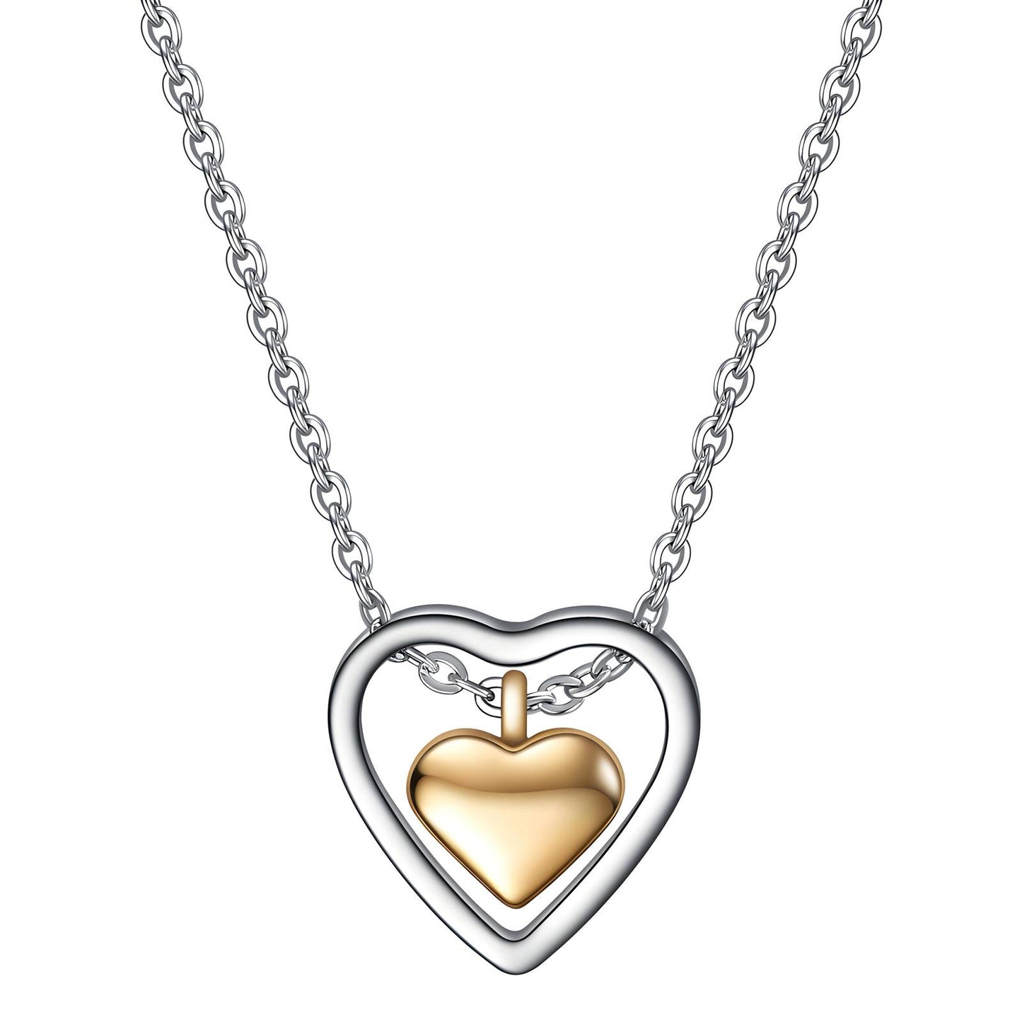 18K gold plated Stainless steel Hearts necklace, Intensity