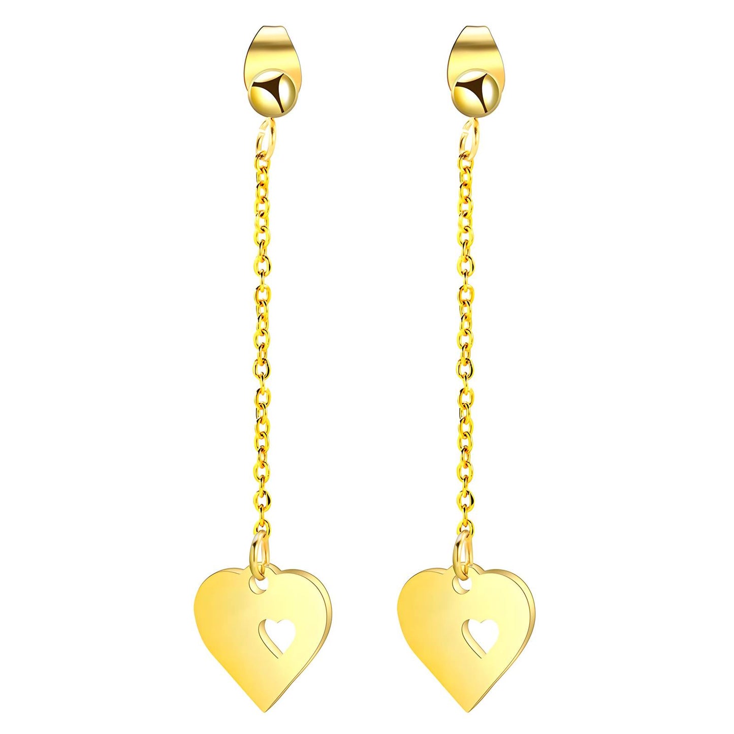 18K gold plated Stainless steel Hearts earrings, Intensity