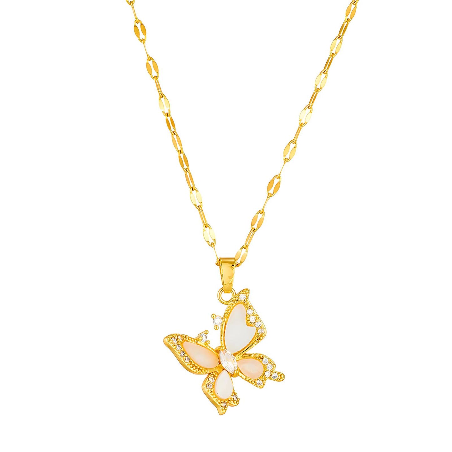18K gold plated Stainless steel Butterfly necklace, Intensity