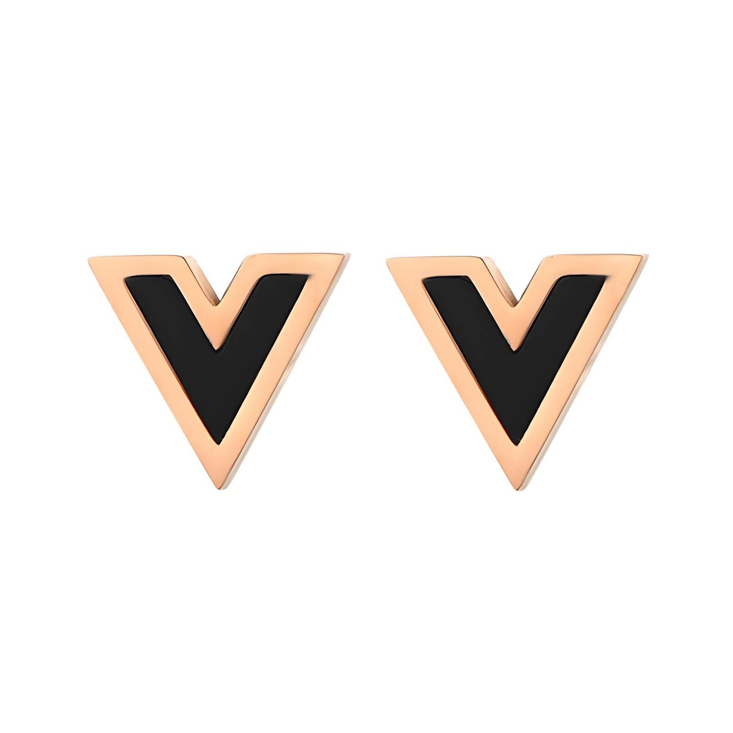 18K gold plated Stainless steel Letter V earrings, Intensity