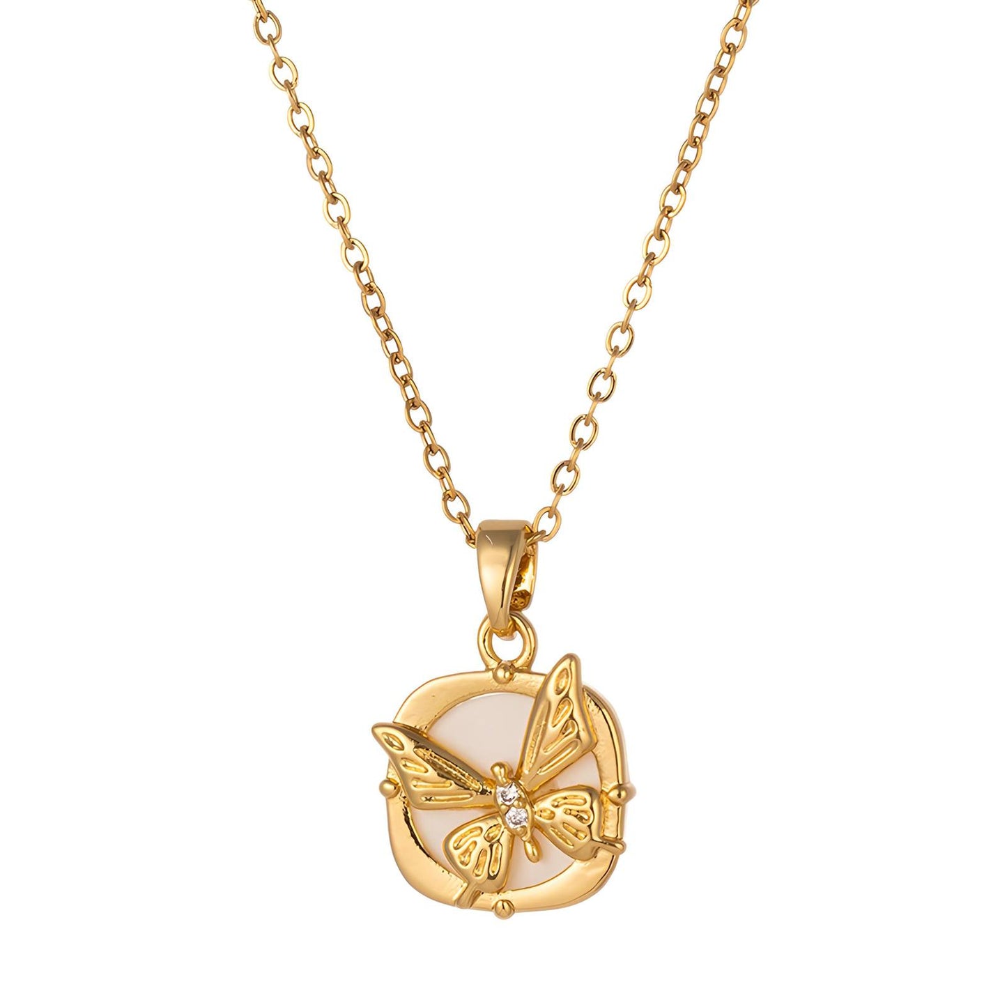 18K gold plated Stainless steel Butterfly necklace, Intensity