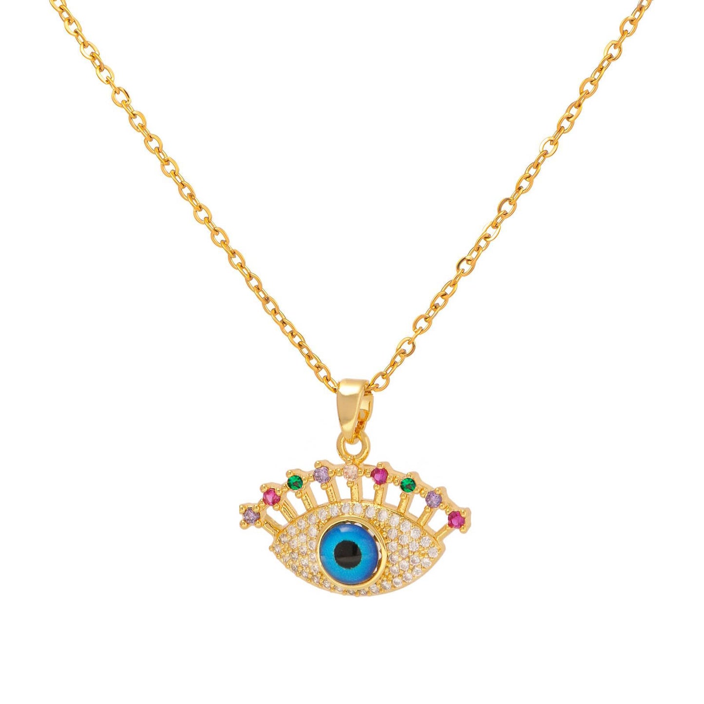 18K gold plated Stainless steel Evil Eye necklace, Intensity