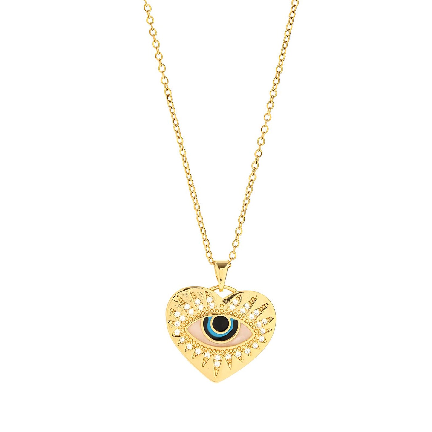 18K gold plated Stainless steel evil eye necklace, Intensity