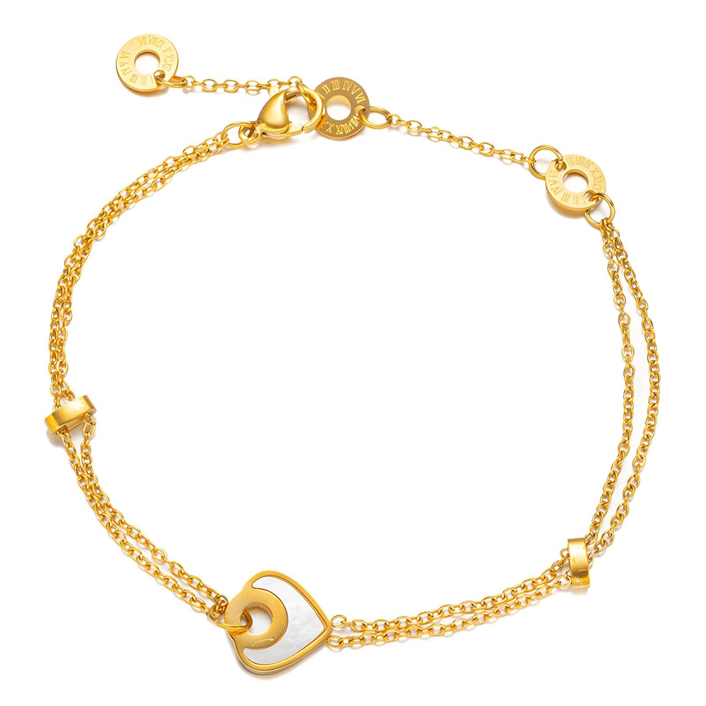 18K gold plated Stainless steel Heart bracelet, Intensity