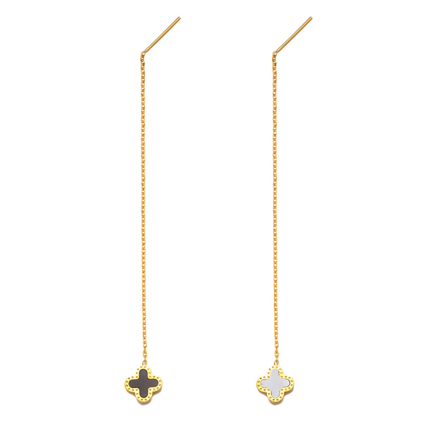 18K gold plated Stainless steel Four-leaf clover earrings, Intensity